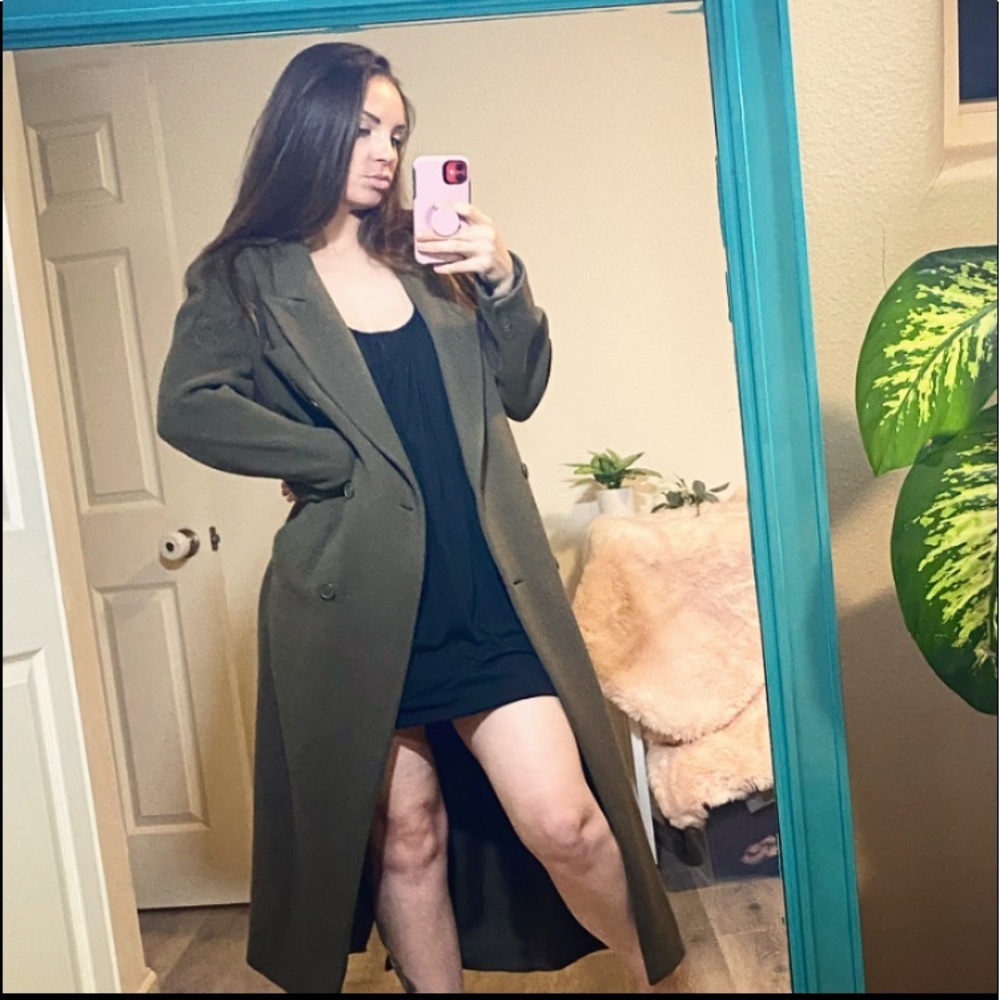 EMPORIO ARMANI Rare Wool / Cashmere blend Olive Trench Coat